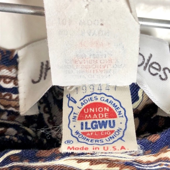 Vintage Blue & Brown Paisley Flowy Zipper Midi Skirt - Picture 8 of 8